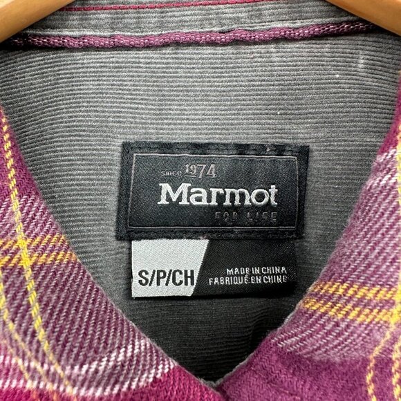 Marmot Bridget Pink Plaid Outdoor Flannel Button Down Camping Small Hiking Shirt - Picture 2 of 8